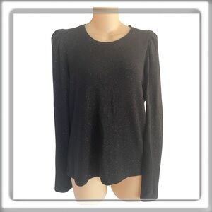 SUNDRY Sparkle Puff Sleeve Sweater Black Long Sleeve Pullover Size 1, US Small